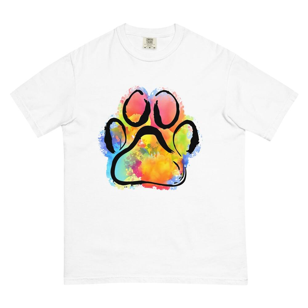 Watercolor paw garment-dyed heavyweight t-shirt